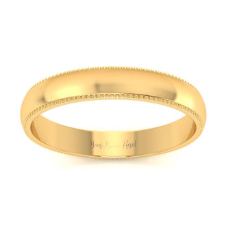 14K Yellow Gold 3MM Heavy Milgrain Ladies and Mens Wedding Band, Size 14